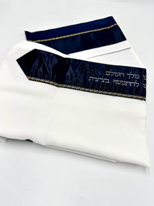 Navy and White Viscose Tallit