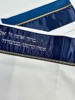 Load image into Gallery viewer, Navy and White Viscose Tallit
