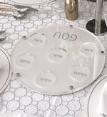 Load image into Gallery viewer, Seder Plate Lucite, Silver and Leather
