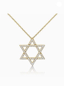 Bold Star of David Gold Cubic Zircon Necklace
