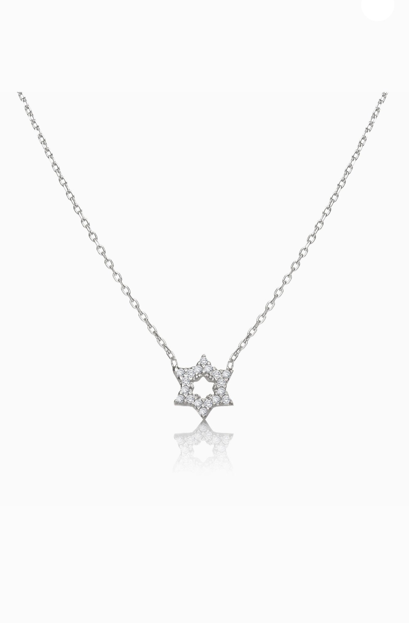 Small Silver Jewish Star Necklace with zircon