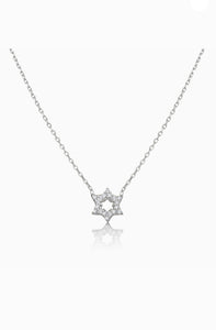 Small Silver Jewish Star Necklace with zircon