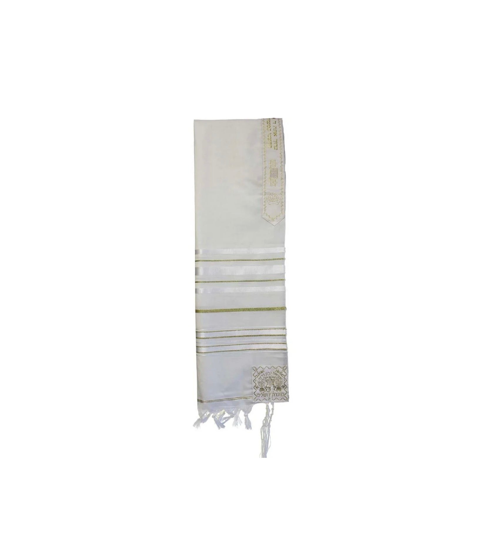 Tallit in Wool White and Gold