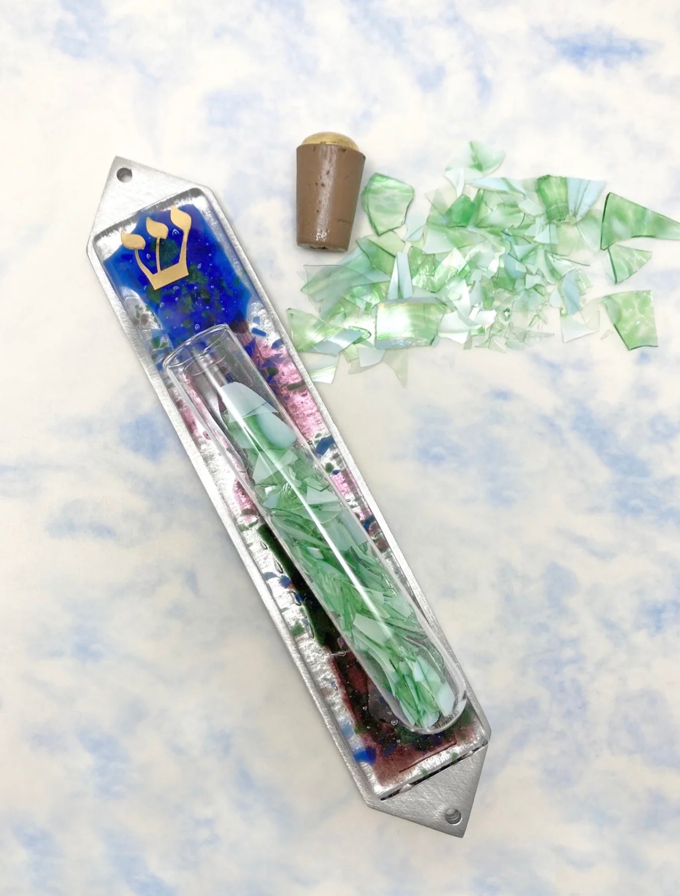 Beames Break Glass Mezuzah Floral