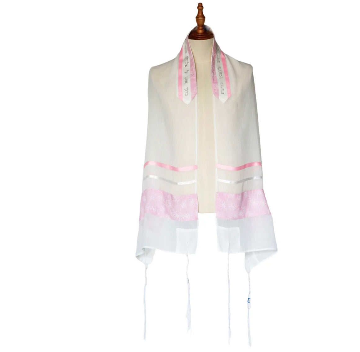 Eretz Pink White Flowers Tallit