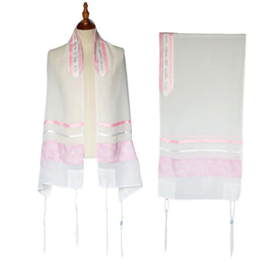 Eretz Pink White Flowers Tallit