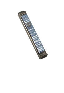 Accordion Silver Glass Mezuzah