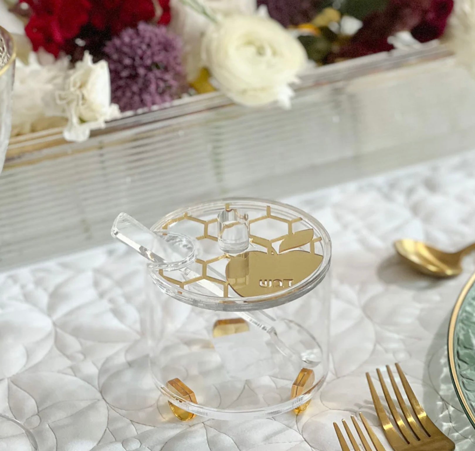 Round Lucite Honey Dish