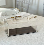 Load image into Gallery viewer, Lucite faux wood Cake tray and Lid
