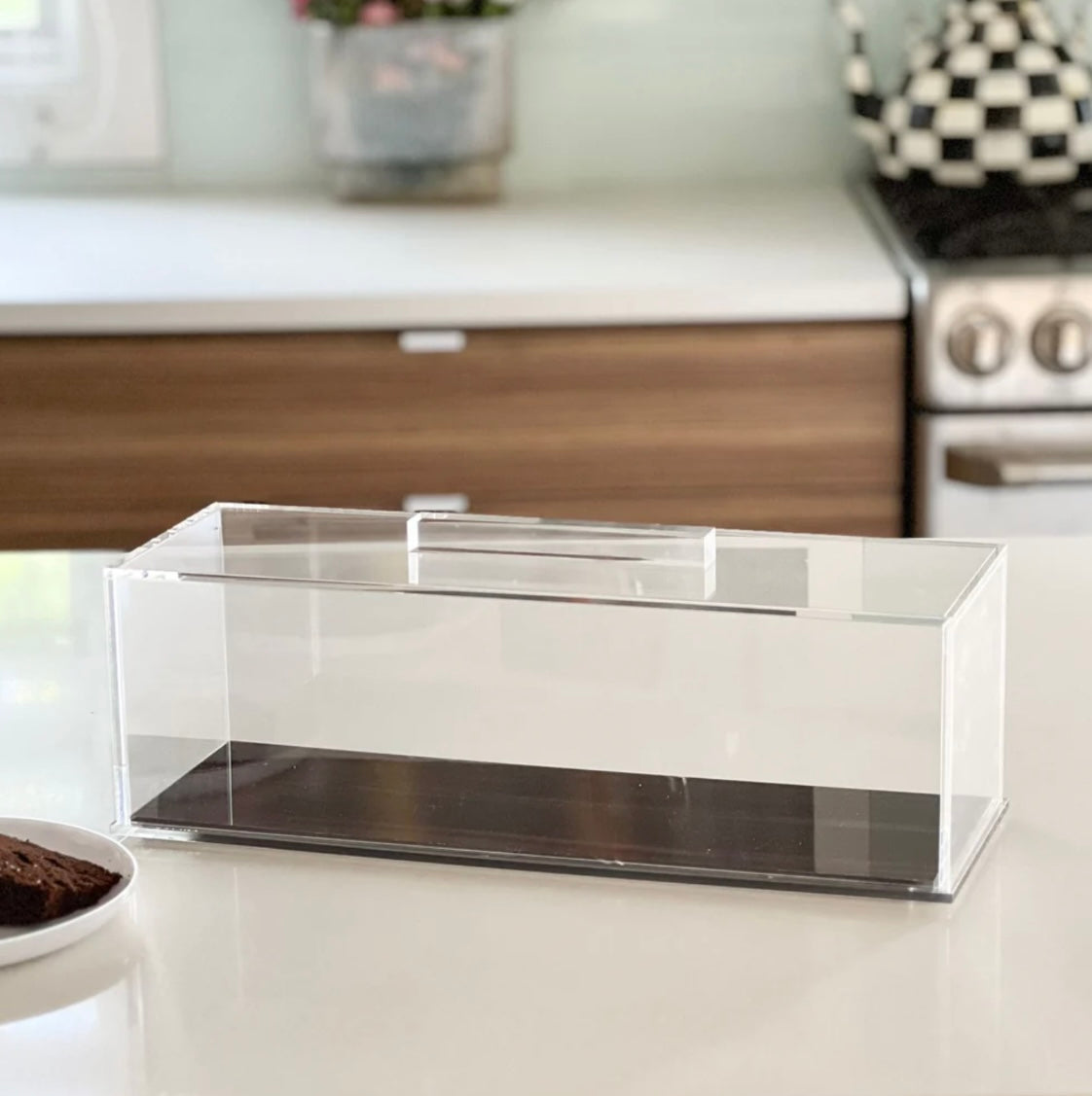 Lucite faux wood Cake tray and Lid