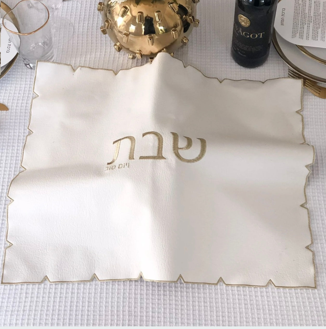 Leatherette Challah Cover in Silver