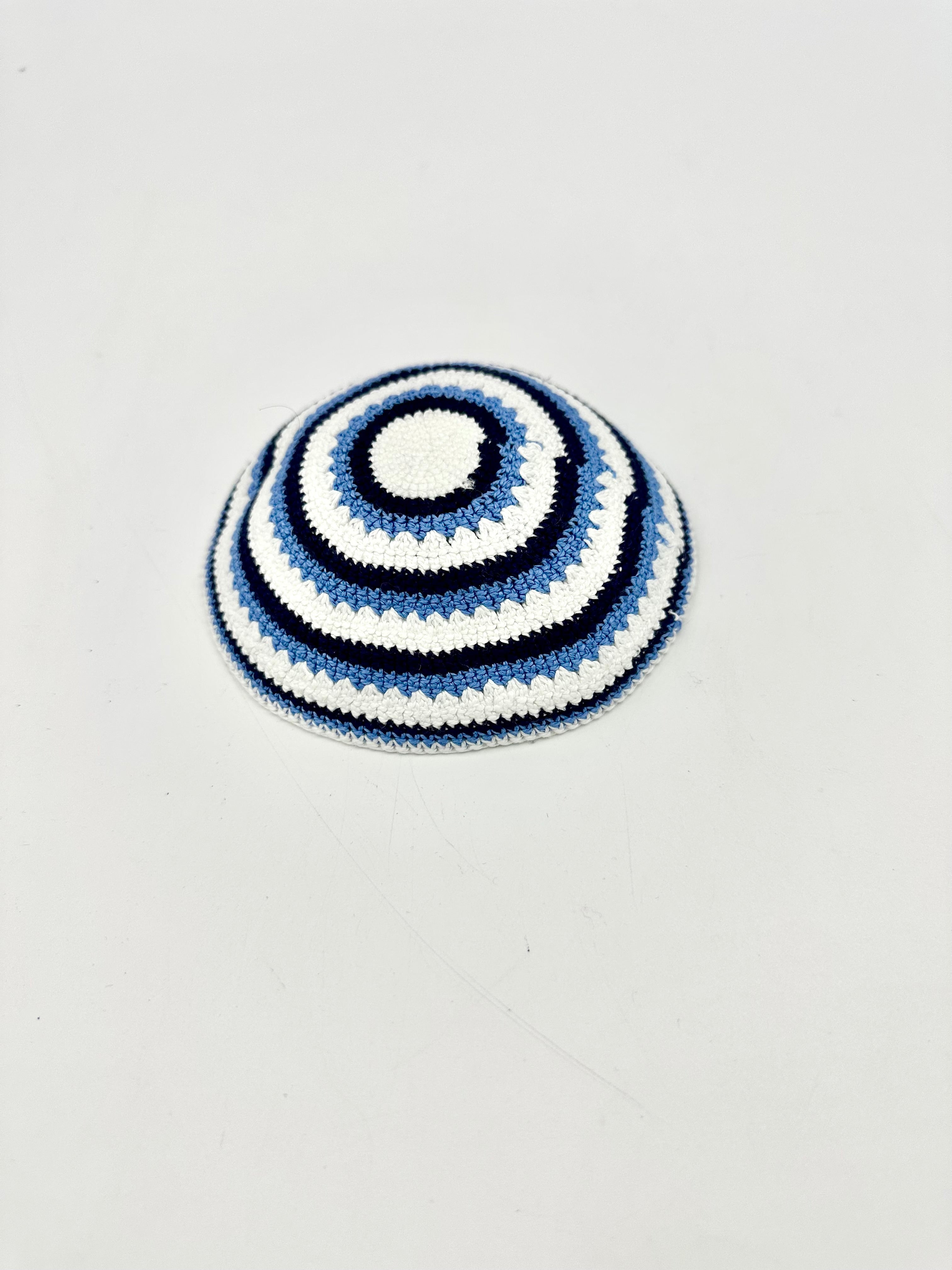 White and blue kippah
