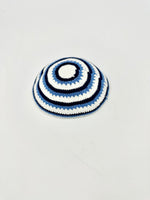 Load image into Gallery viewer, White and blue kippah
