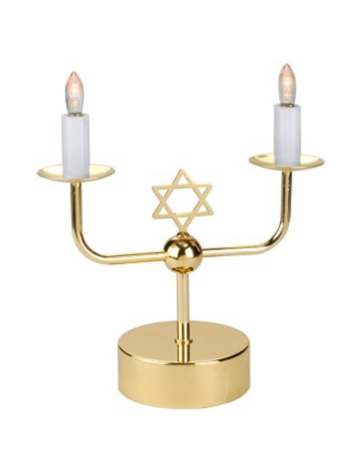 Battery Operated Brass Shabbat Candleholders with LED Bulbs