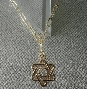 Star of David Necklace paperclip Chain