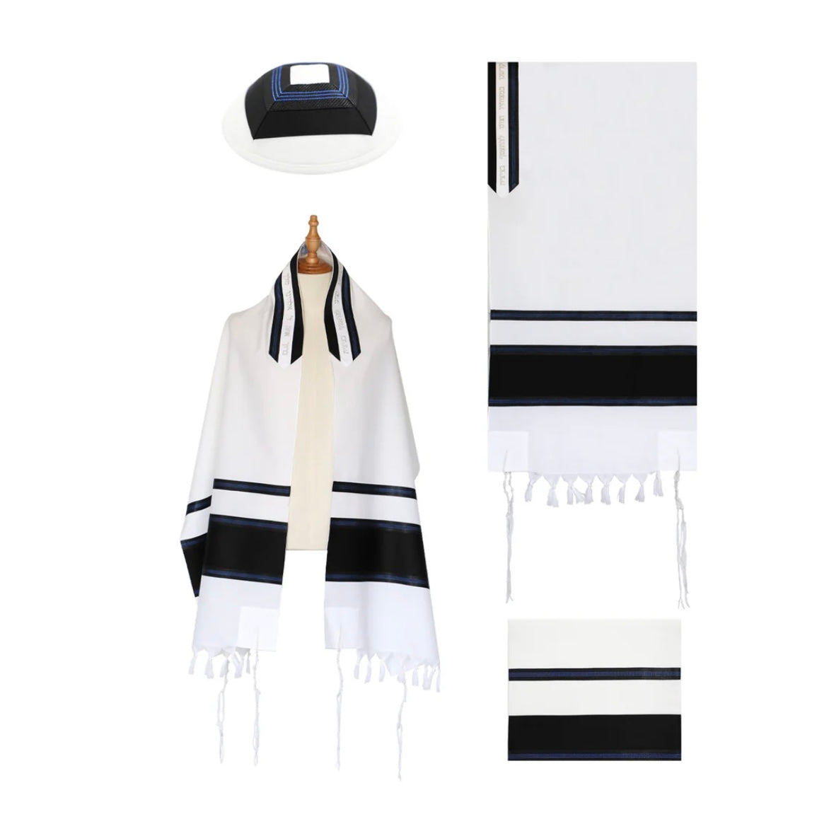 Tallit Black and Royal Blue Stripes Eretz  BatYam