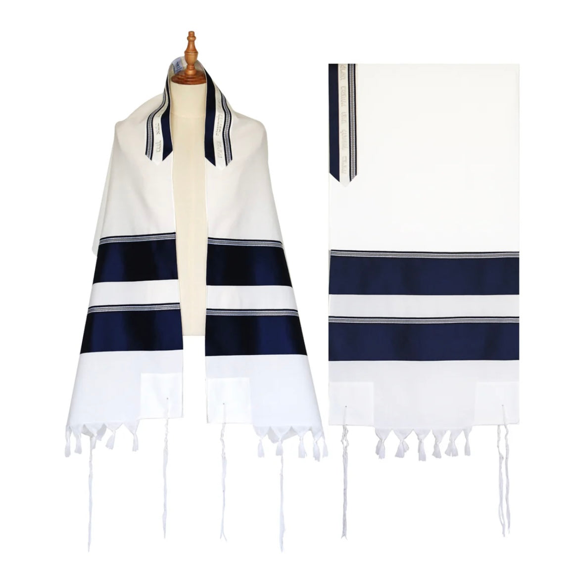Eretz Navy Blue  and Grey stripe Tallit Hertzliya