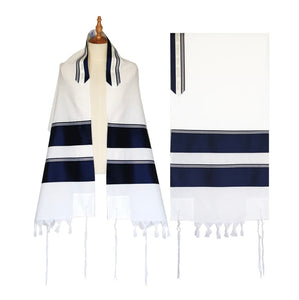 Eretz Navy Blue  and Grey stripe Tallit Hertzliya