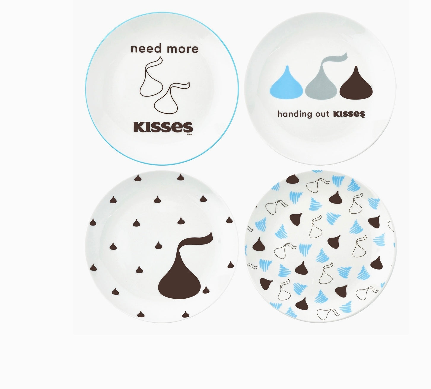 SET OF FOUR CERAMIC DESSERT PLATES “HERSHEY KISSES”