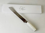 Load image into Gallery viewer, Challah knife with white Resin Handle
