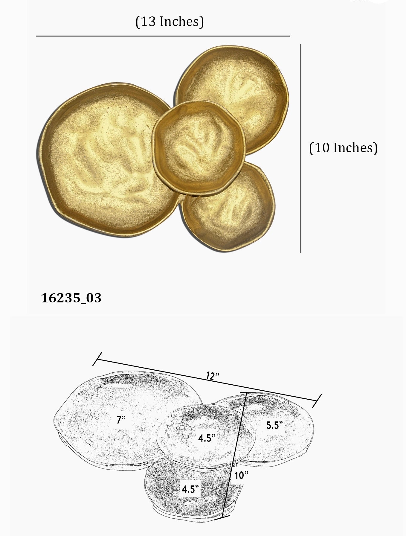 Gold Cluster 4 Plate Dish
