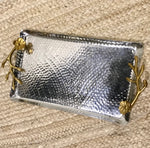 Load image into Gallery viewer, Golden Flower Silver Tray
