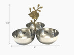 Load image into Gallery viewer, Hammered 3-Section Bowl w/ Gold Floral Handle
