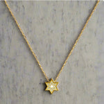Load image into Gallery viewer, Sparkling Gold Star of David Necklace with Cut out Star
