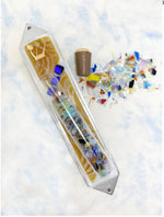 Load image into Gallery viewer, Beames Break Glass Amber Vortex Mezuzah
