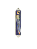Load image into Gallery viewer, Beames Break Glass Blue Celestial Mezuzah

