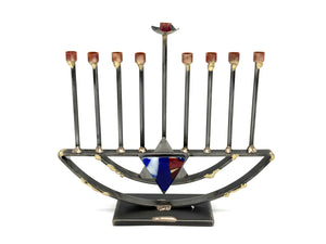 Gary Rosenthal Various Fused Glass and Metal small menorahs