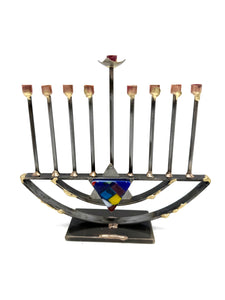 Gary Rosenthal Various Fused Glass and Metal small menorahs