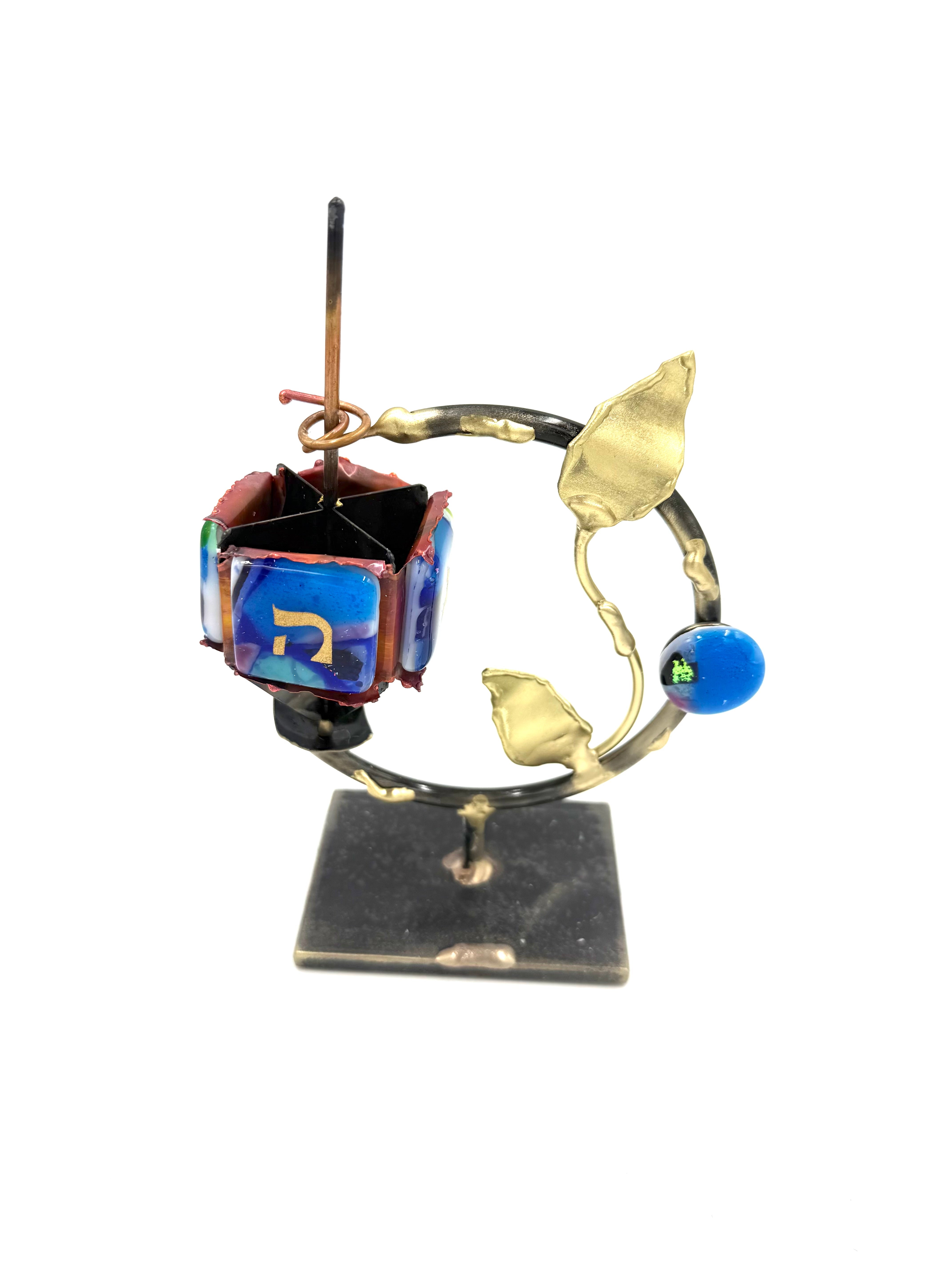 Gary Rosenthal Tree of Life Spiral Dreidel on Stand