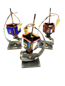 Gary Rosenthal Multi Color Spiral Dreidel on Stand