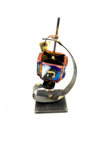 Gary Rosenthal Multi Color Spiral Dreidel on Stand
