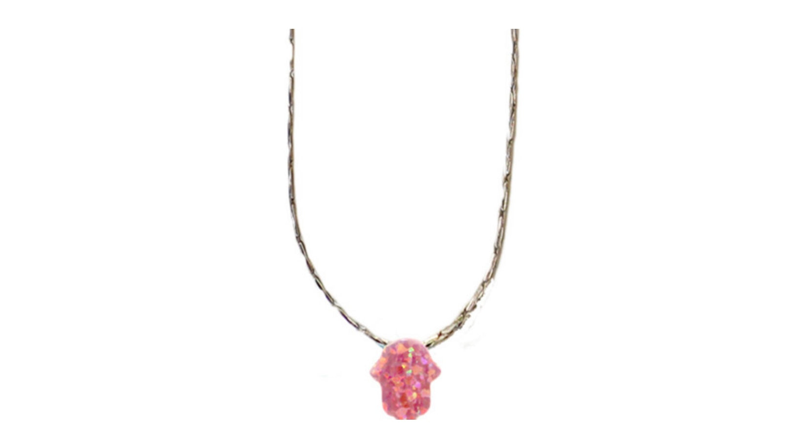Hamsa opal  pink necklace