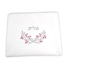 Pink flower velvet Tallit bag