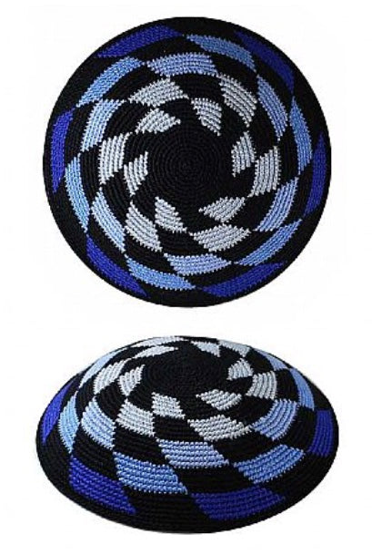 Knit Kippah shades of blue