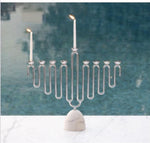 Load image into Gallery viewer, Marble and Silver Menorah
