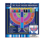 Load image into Gallery viewer, Play Wood Menorah with Candles
