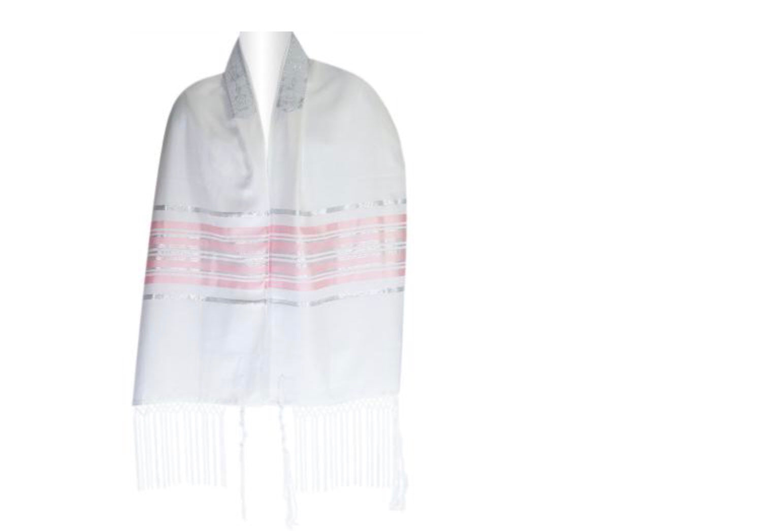Pink and Silver striped Tallit