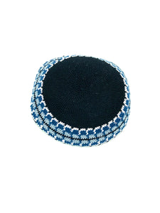 Knit Kippah In black and blue