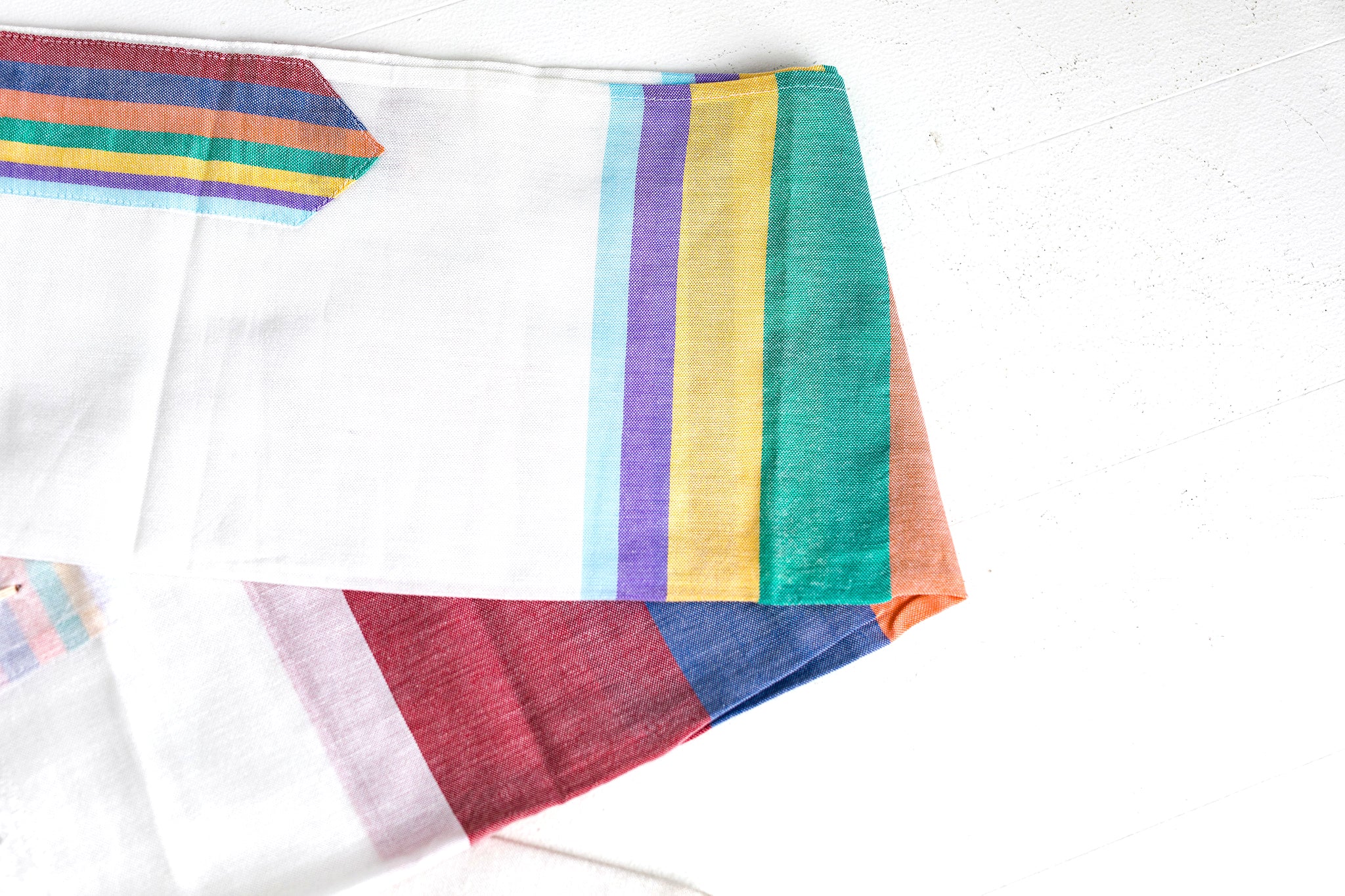 Tallit- White tallit set with multicolored denim stripes