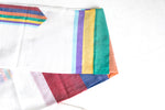 Load image into Gallery viewer, Tallit- White tallit set with multicolored denim stripes

