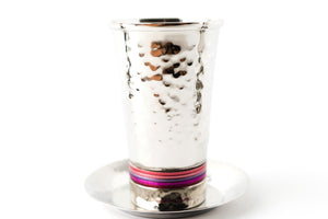 Hammered Kiddush Cups with Tray- Multiple Colors
