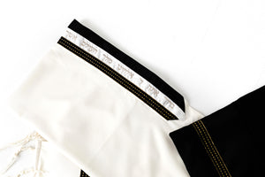 Tallit-Ivory with black band and gold accents - Handmade in Israel