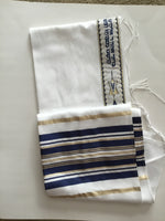 Load image into Gallery viewer, Blue and Gold striped Ariel Tallit
