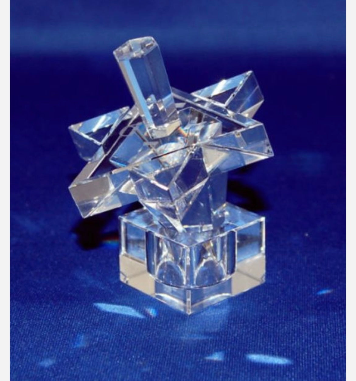 Crystal Star of David Dreidel in Blue and Clear